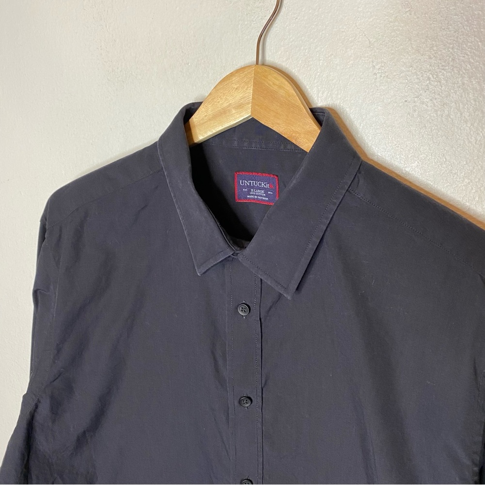Untuckit Black Button Up Dress Shirt with French Cuffs Size X-Large - Picture 2 of 12